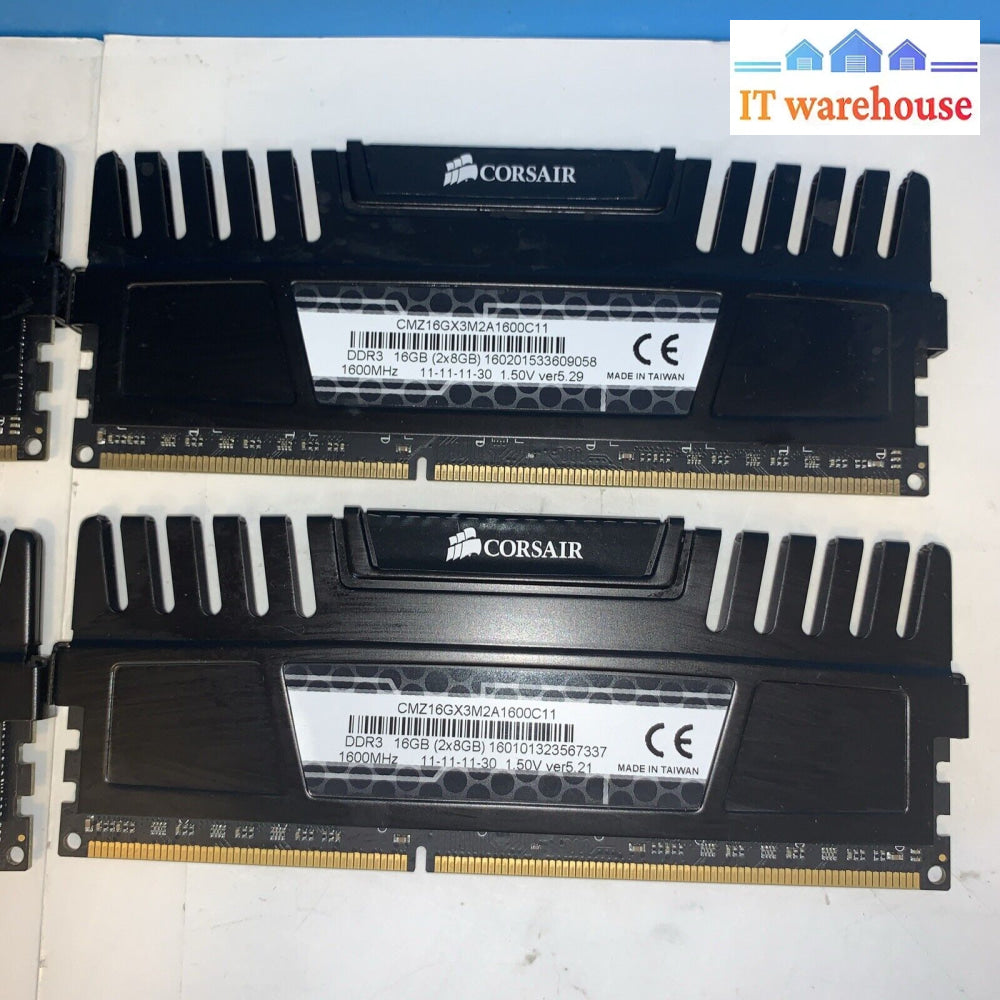 32Gb (4X8Gb) Corsair Vengeance Ddr3 1600 Dimms Pc3-12800U Cmz16Gx3M2A1600C11 Ram