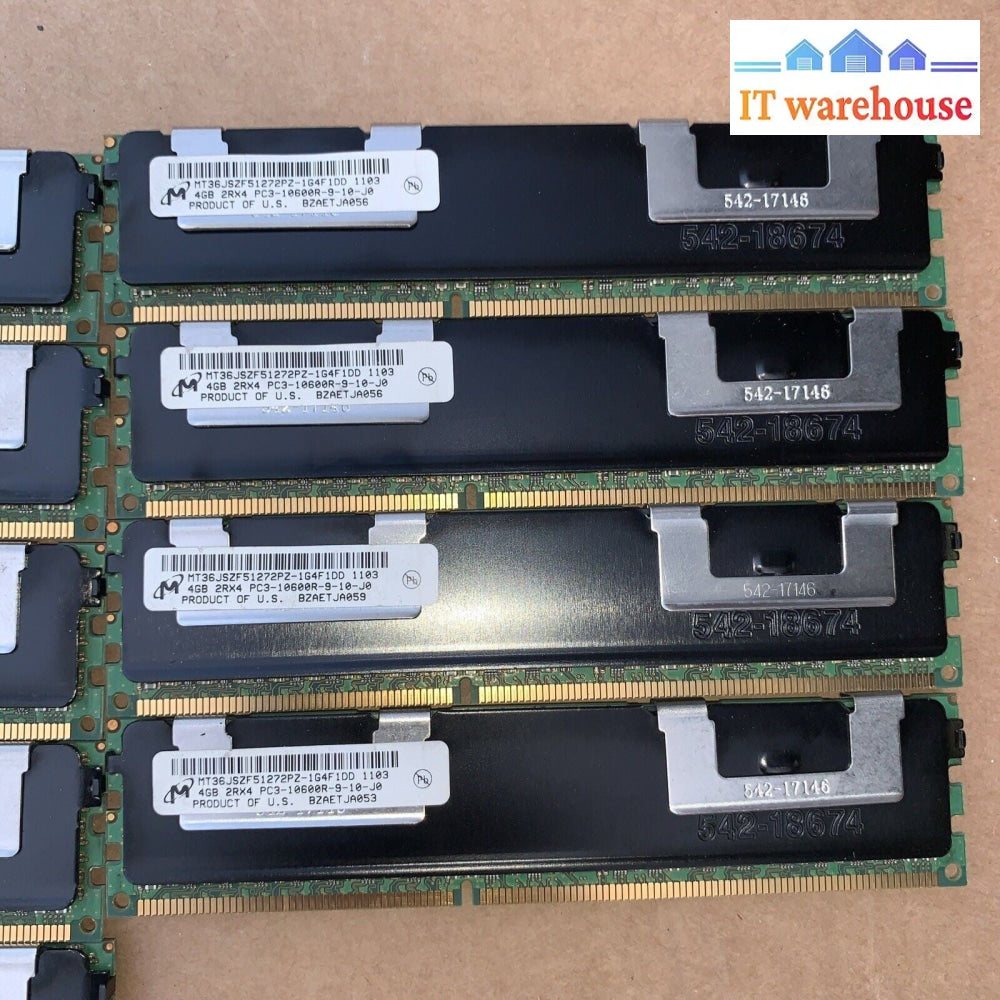 36GB (9x4GB) Micron PC3-10600R MT36JSZF51272PZ-1G4F1DD SERVER RAM