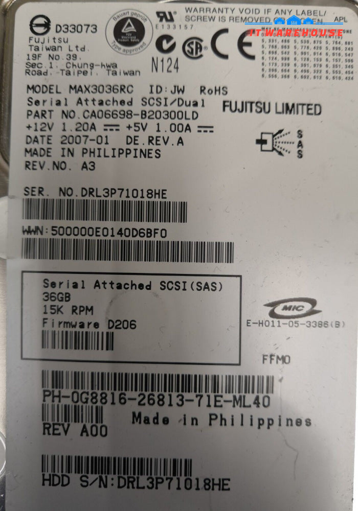 - 3x Dell G8816 36GB SAS 15K 3GBPS 3.5" Hard Drive MAX3036RC @@@