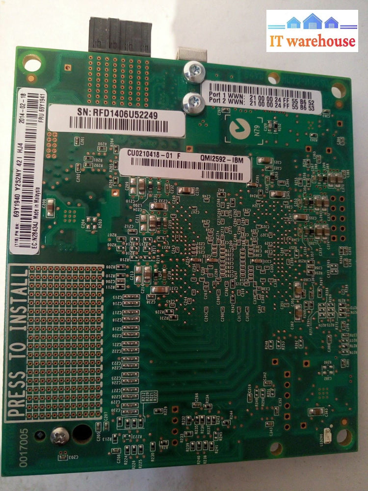 - 3X Ibm Qmi2592 69Y1940 69Y1941 Fc3172 2-Port 8Gb Fibre Channel Card @@@