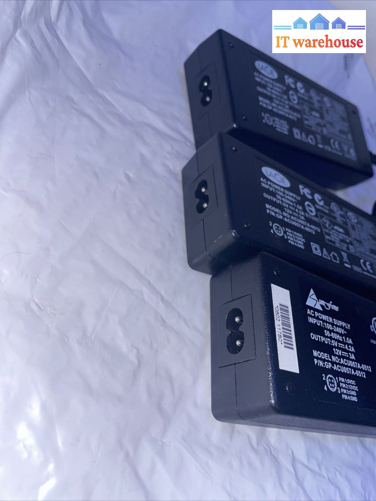 3X Lacie Acu057A-0512 5V 12V 4-Pin Adapter Q051104 Hard Drive Dvd Sunfone Acml51