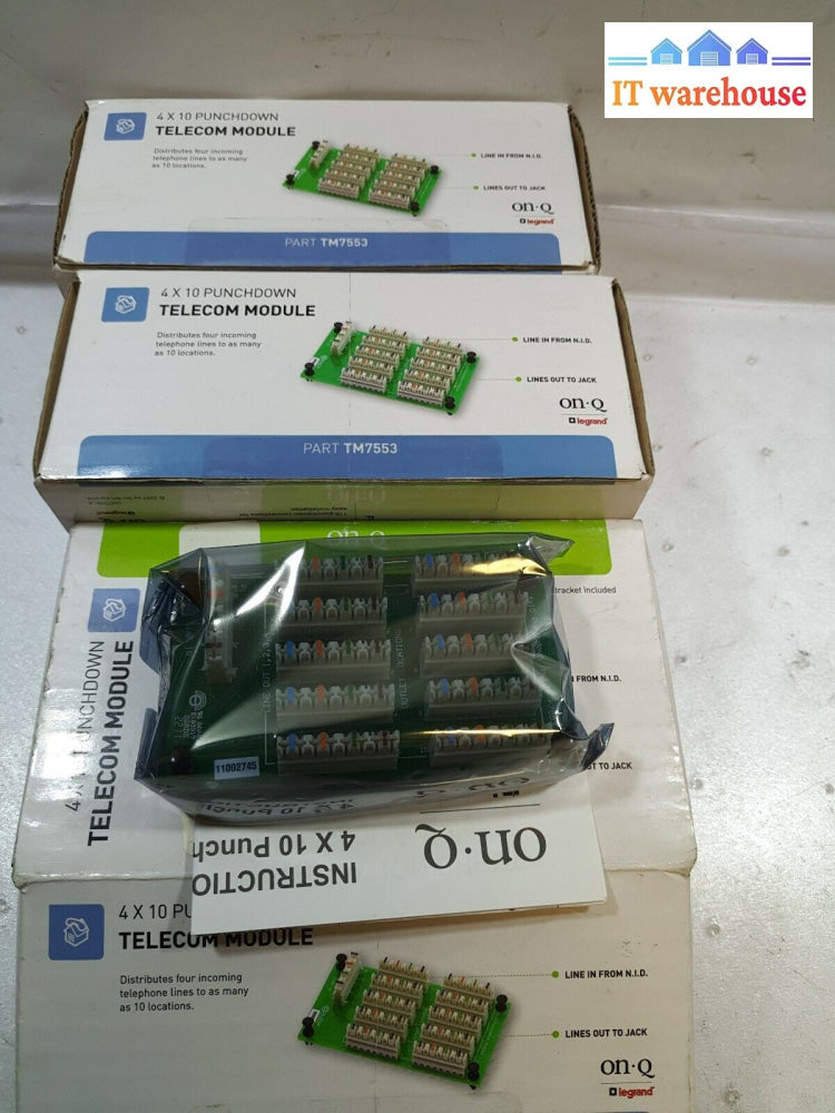 - 3X New P&S Legrand Tm7553 4X10 Punchdown Telecom Module W/Bracket