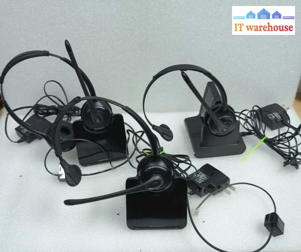 3x Plantronics Wireless Headset With Charging Base & AC