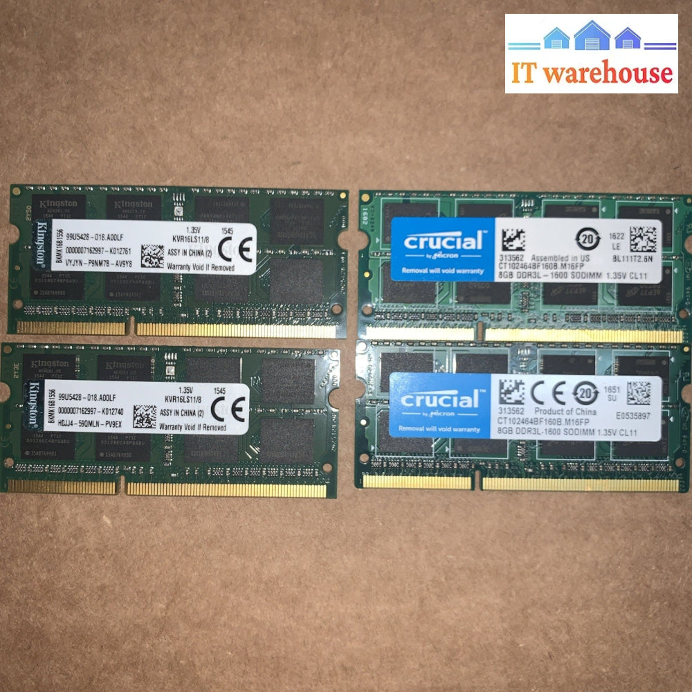 4x 8GB = 32GB two pairs of DDR3L 1600MHz PC3L-12800S SO-DIMM Laptop Memory RAM