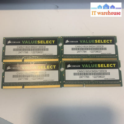 4x 8GB Corsair Value Select CMSO16GX3M2A1333C9 DDR3 Laptop Ram
