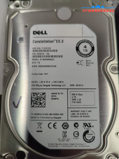 4x Dell 529FG ST4000NM0023 4TB 3.5’’ SAS HDD Hard Drive W/Caddy 63T9G Tested