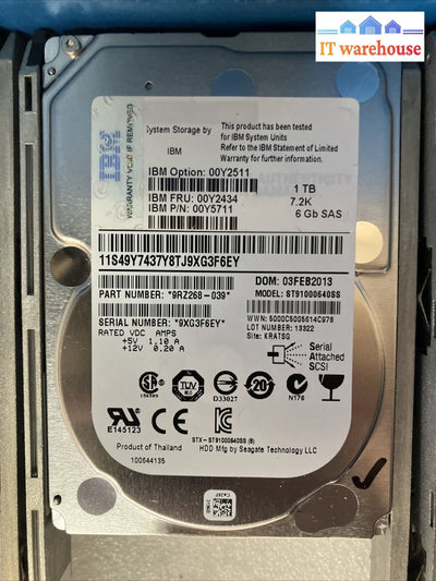4X Ibm 00Y2511 1Tb 7.2K Sas 2.5’ Hdd St91000640Ss 00Y2434 P/N 00Y5711 W/ Caddy ~