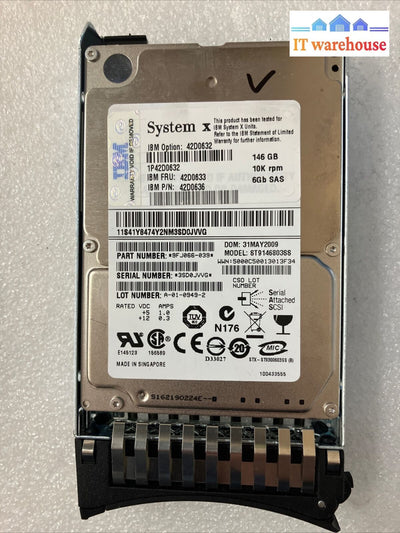 4X Ibm 42D0632 146Gb 10K Sas 2.5’ Hdd St9146803Ss 42D0633 Pn 42D0636 W/ Caddy ~