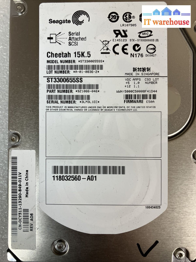 4X Seagate 9Z1066-046 300Gb 15K Sas Hdd St3300655Ss 0Cy511 W/ Caddy 005048786 ~