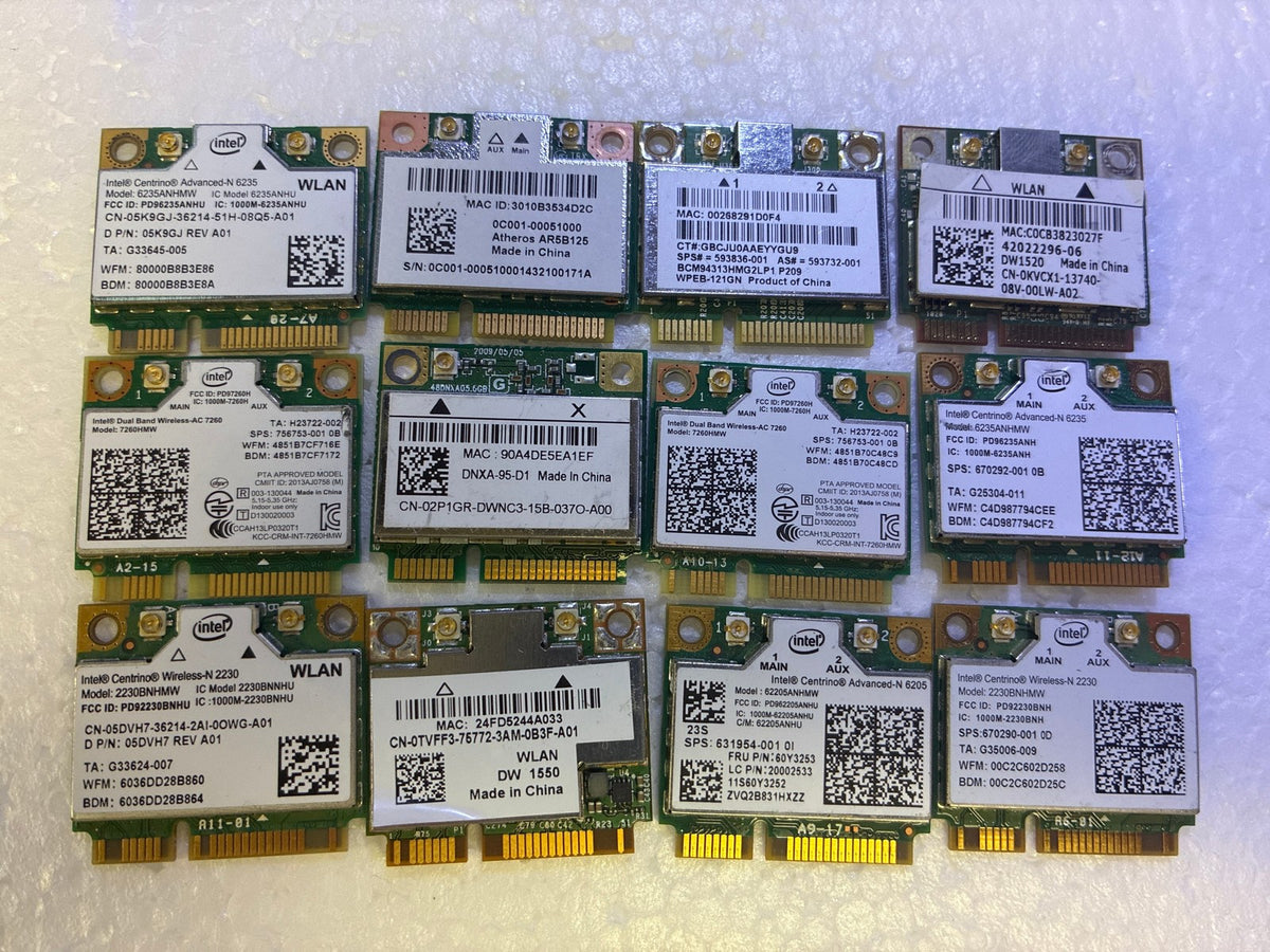 🔥 Intel Mixed Lot Mini PCIe Wireless Cards 7260HMW 6235ANHMW 2230BNHMW ~12 Pcs