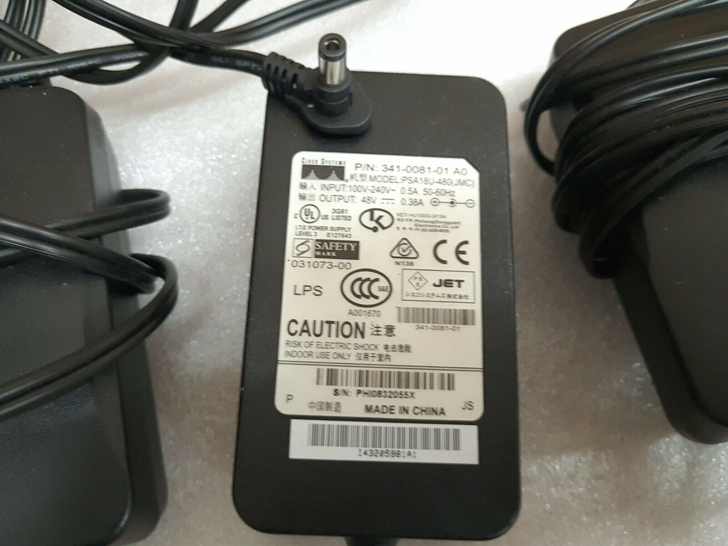 4x Genuine CISCO PSA18U-480 POWER SUPPLY For 7965 79xx, 48V 0.38A AC adapter