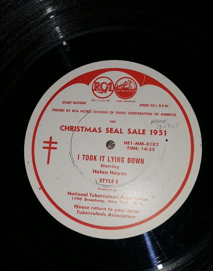 Vinyl record - I TOOK IT LYING DOWN- Helen Hayes - Christmas SALE 1951 @