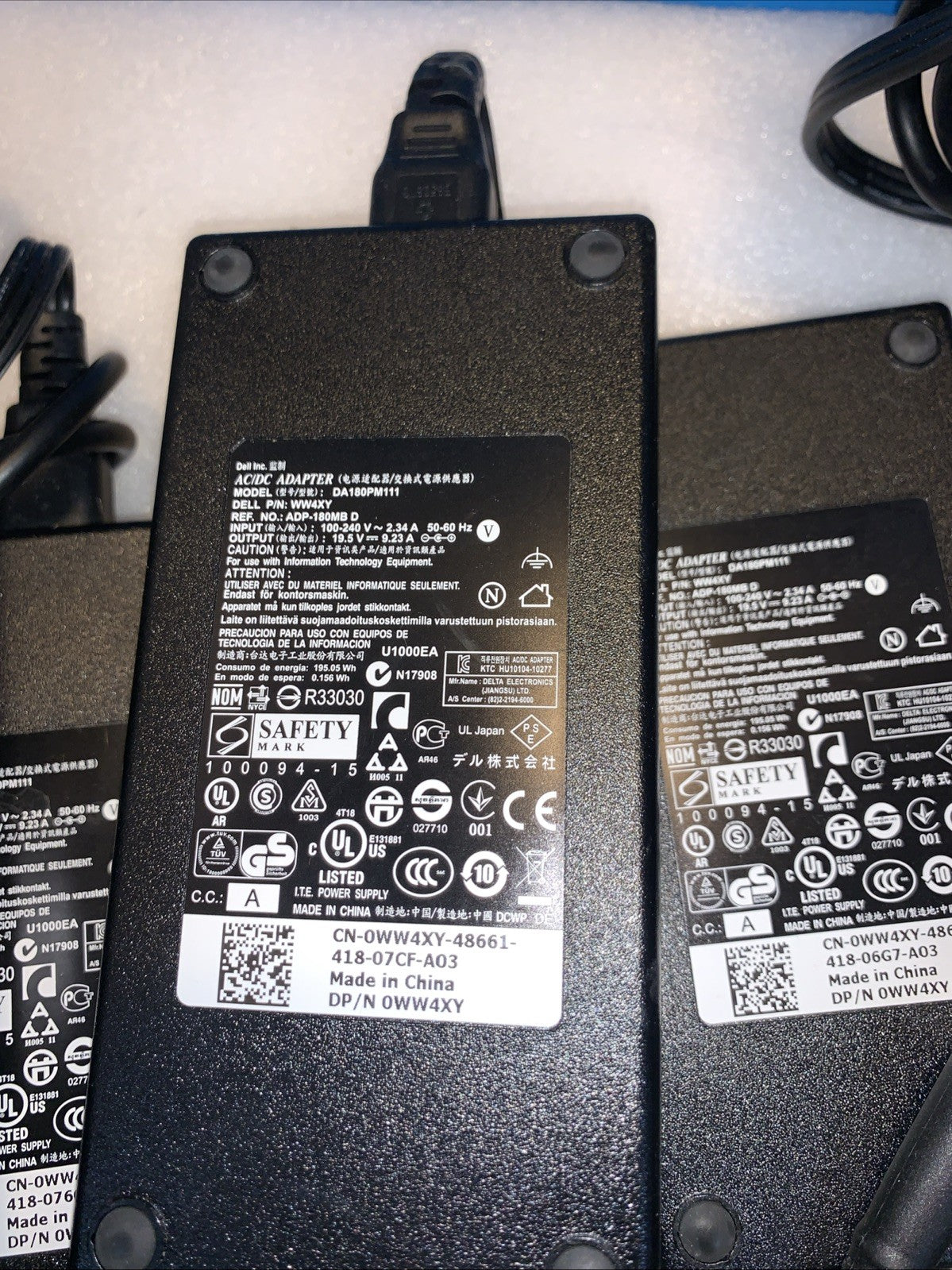 4x Dell DA180PM200 180W 19.5V 9.23A Power Adapter 0WW4XY 0WCF6J 0CPFWH 7.4x5.0mm