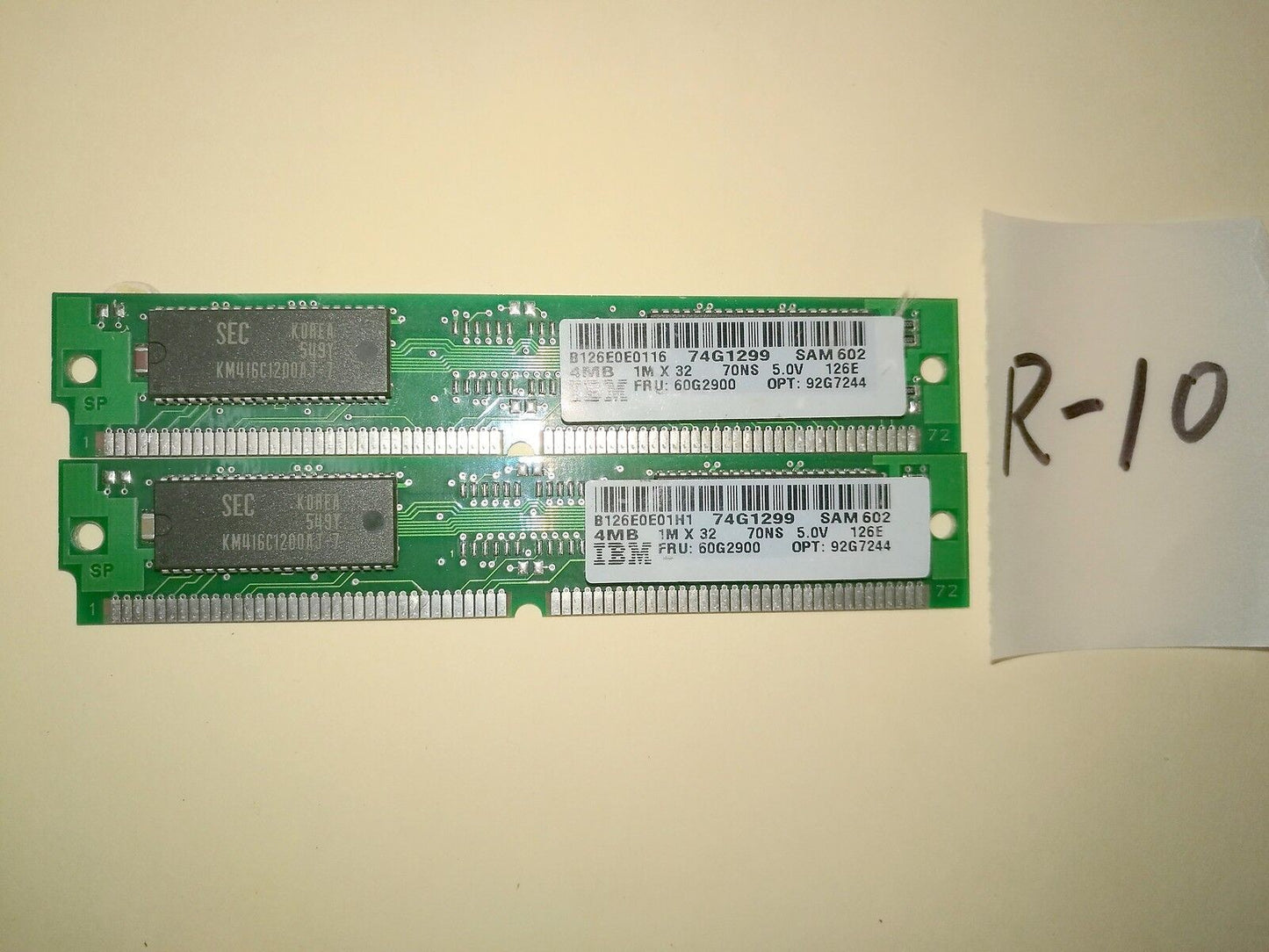 + IBM 4MB 1MX32 70NS 5.0V MEMORY RAM STICKS 74G1299 60G2900 92G7244