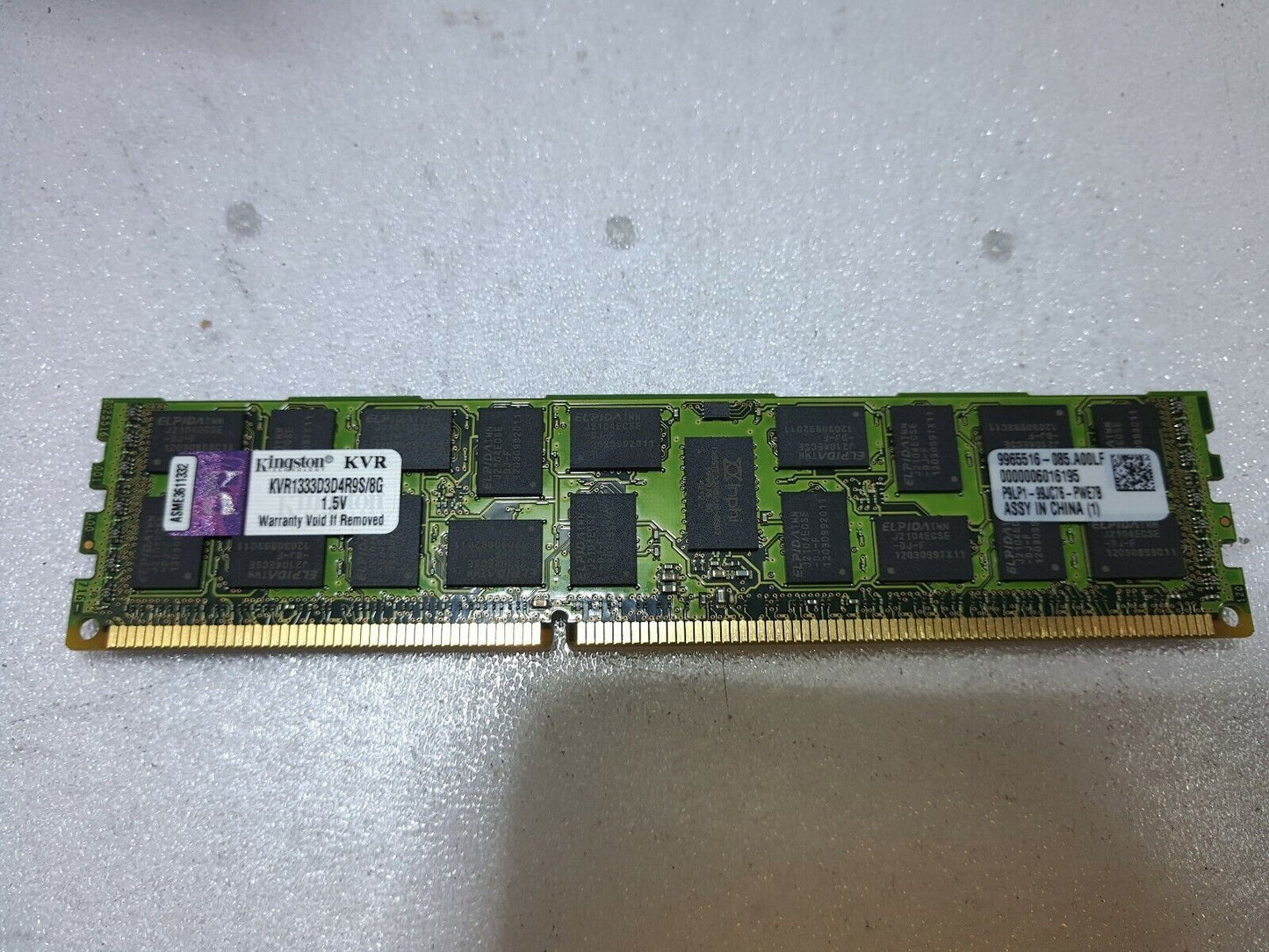 - Kingston 8GB KVR1333D3D4R9S/8G PC3-10600 CL9 Registered ECC MEMORY