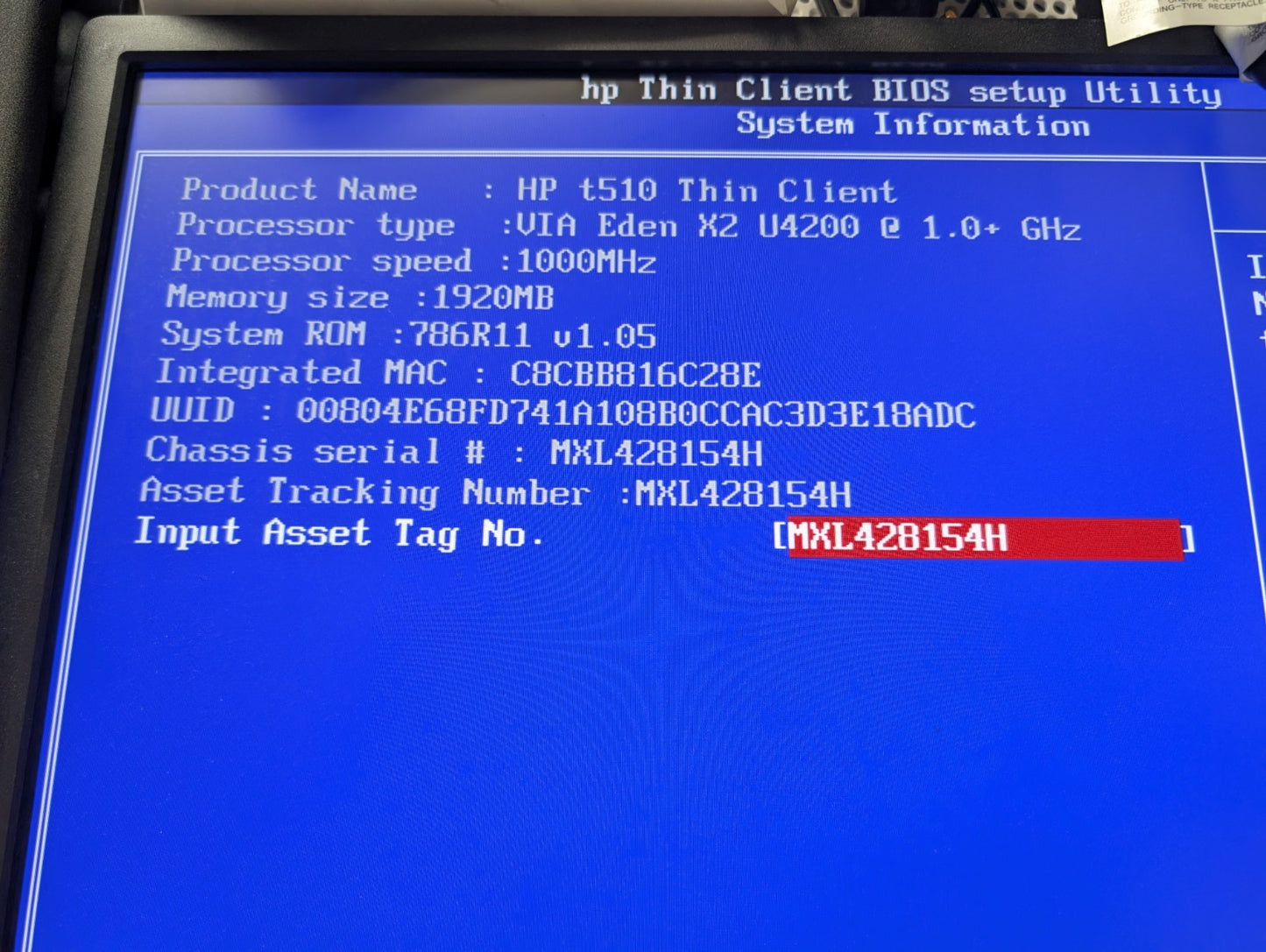 🔥 HP t510 Thin Client Via Eden X2 U4200 CPU / 2GB RAM/ 1GB Flash HDD/ NO OS -