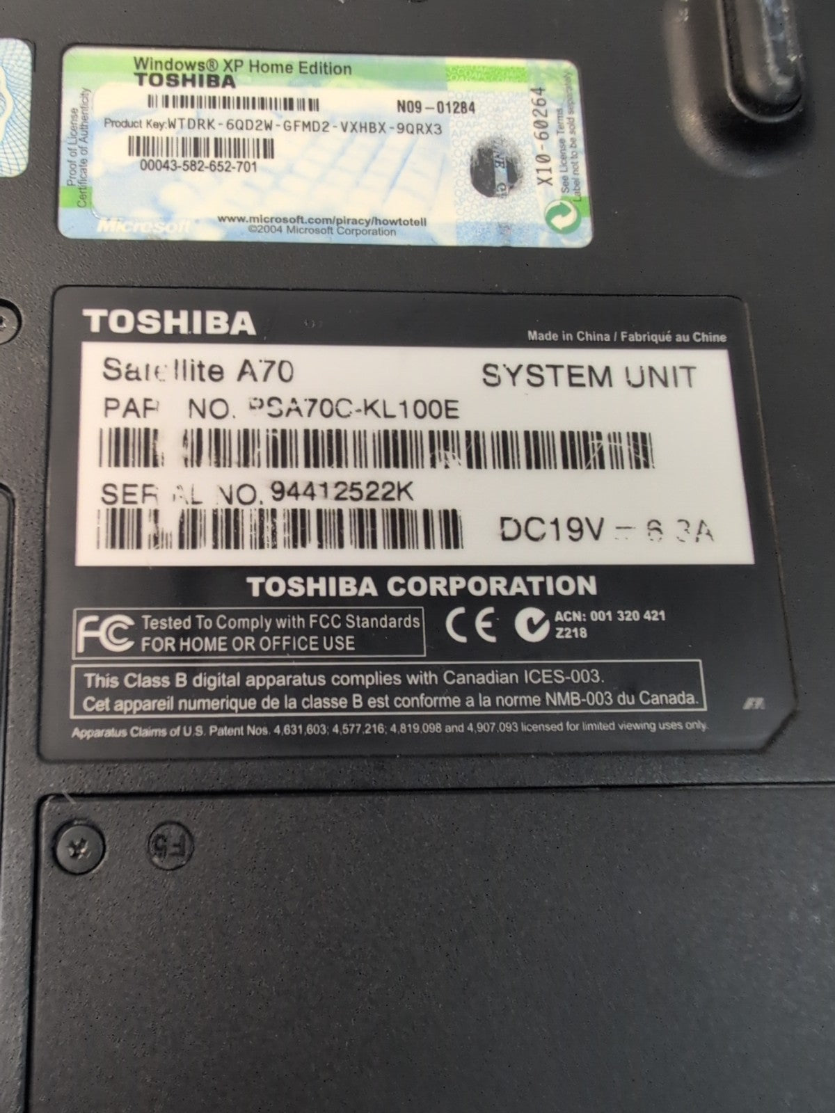 🔥 NICE TOSHIBA SATELLITE A70 15" Laptop Pentium 4 3.06GHz/512MB/40GB HD/winXP -