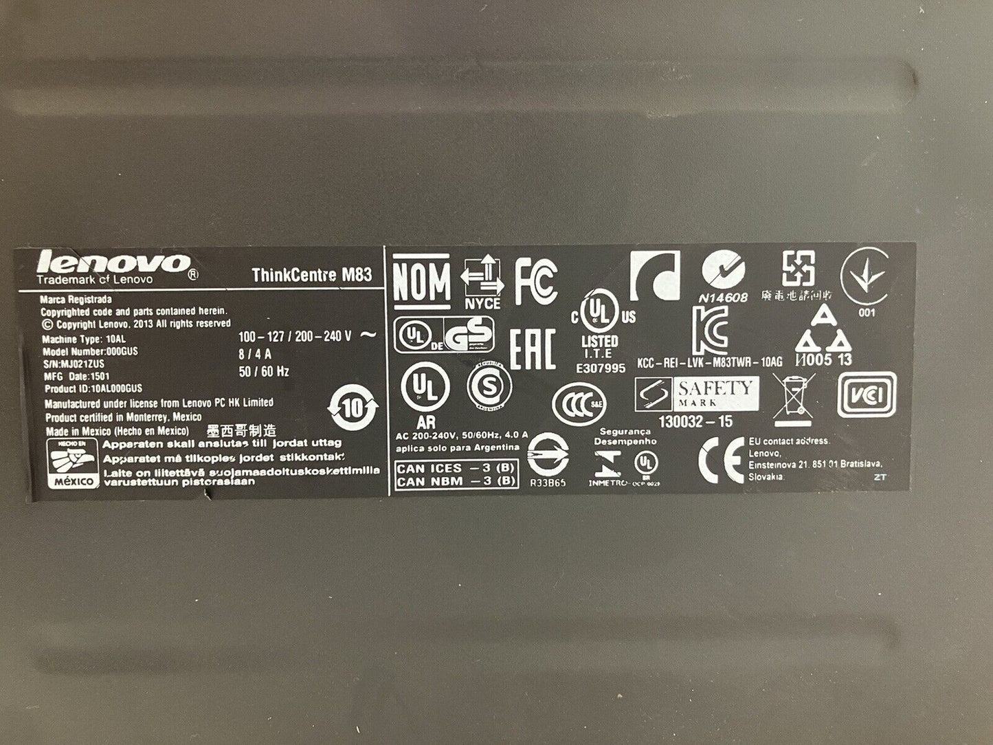 ~ Lenovo ThinkCentre M83 Core i7-4770 3.4GHz 8GB RAM 1TB HDD Win10