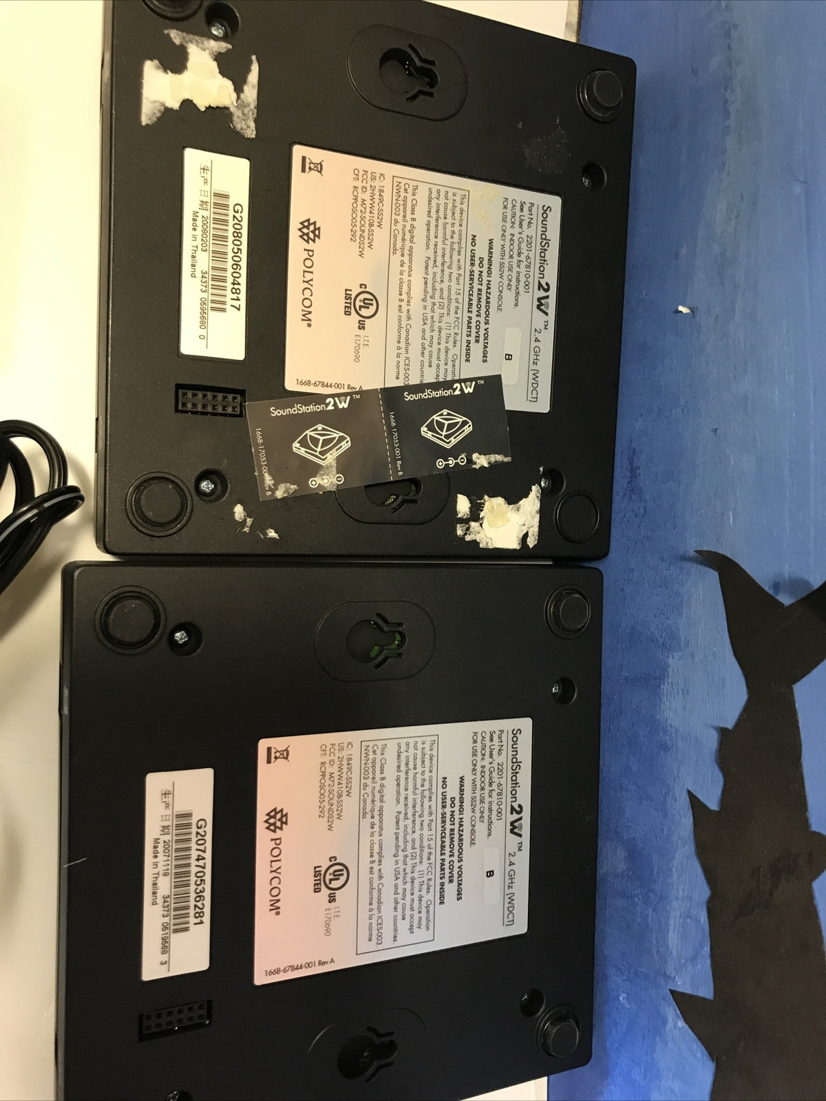 Lot of 2 Polycom 2W Base Wireless 2201-67810-001 With Cables