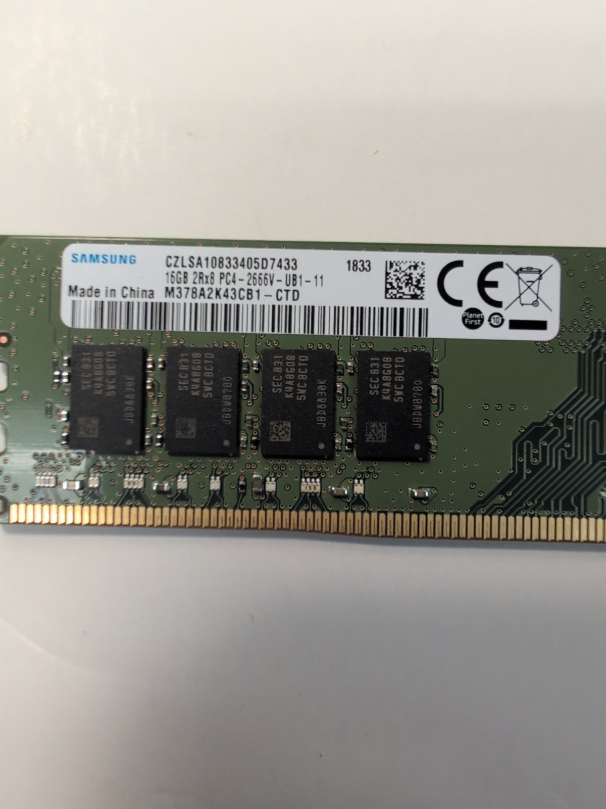 🔥 Samsung 16GB DDR4 2666 MHz PC4-21300 Desktop RAM M378A2K43CB1-CTD Tested -