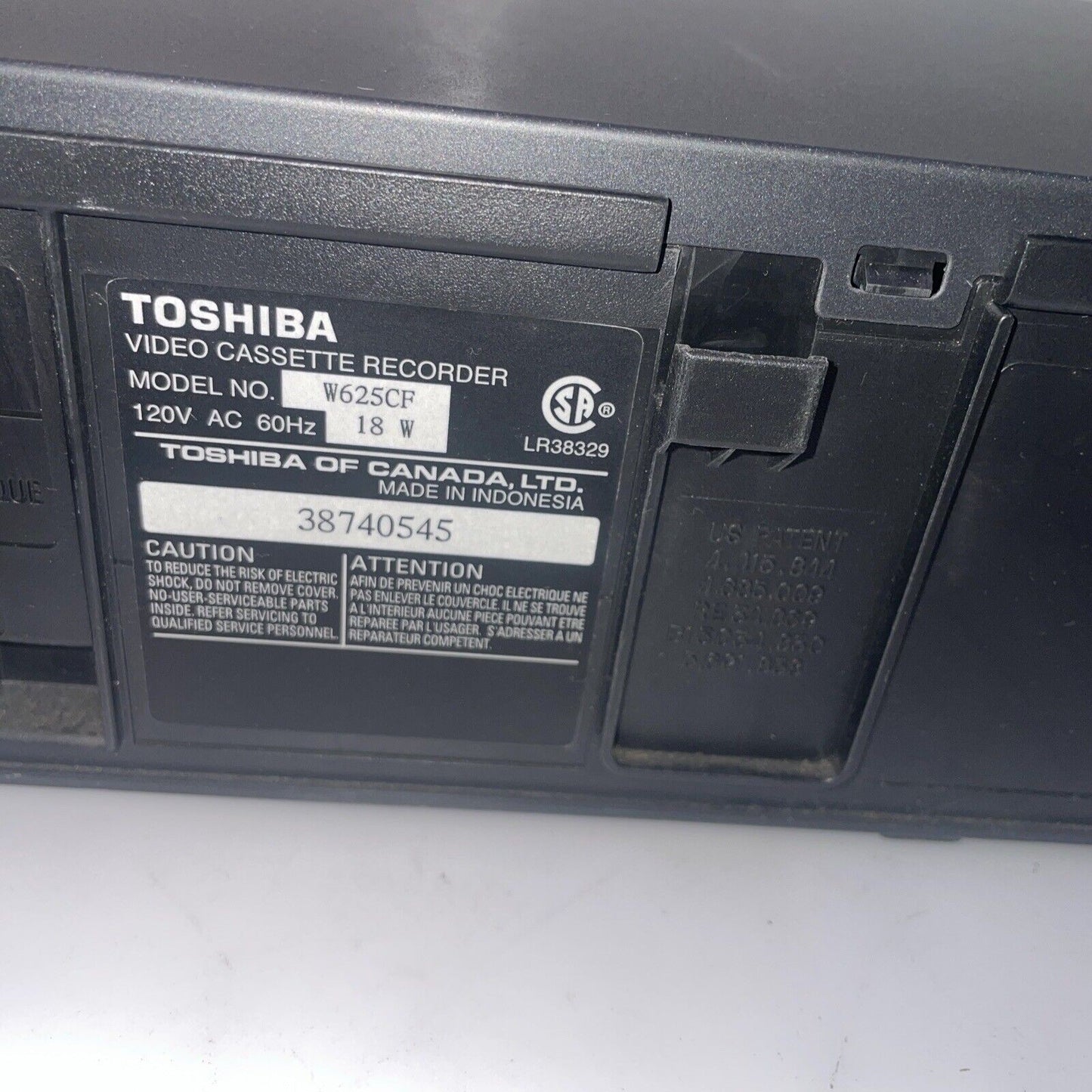 Toshiba W625CF 4 Head VHS VCR Recorder Player (No Remote)