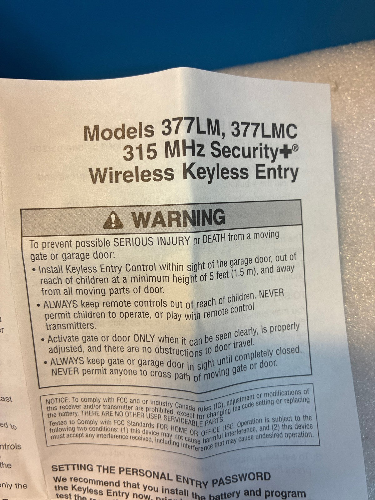 🔥 LiftMaster 377LM Wireless Keyless Entry Keypad 315MHz Security+