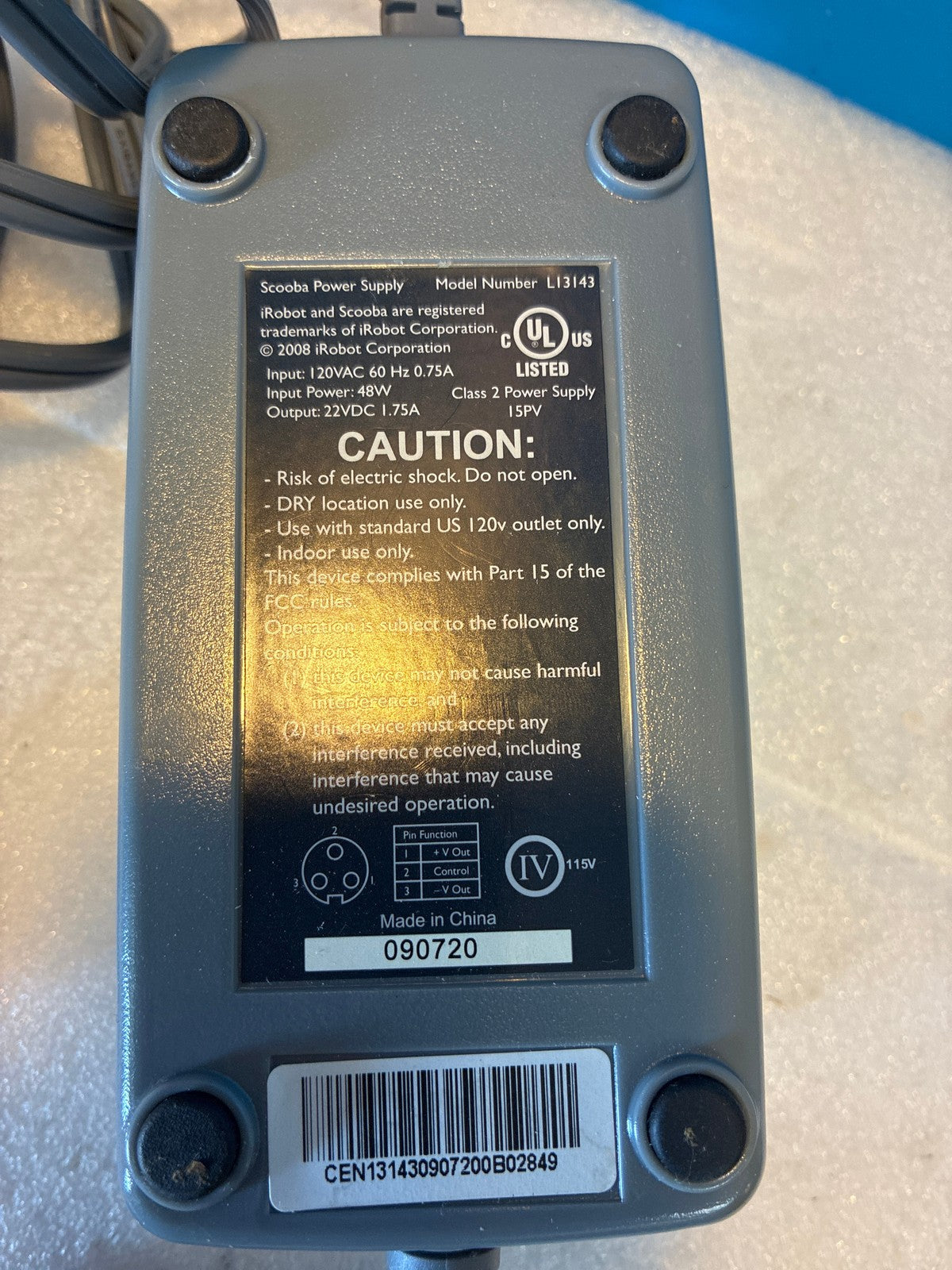 🔥 iRobot Scooba Power Supply Charger L13143 22VDC 1.75A