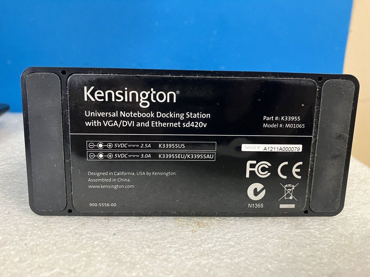 ~Kensington K33955 sd420V Universal USB Docking Station Ethernet DVI Port M01065