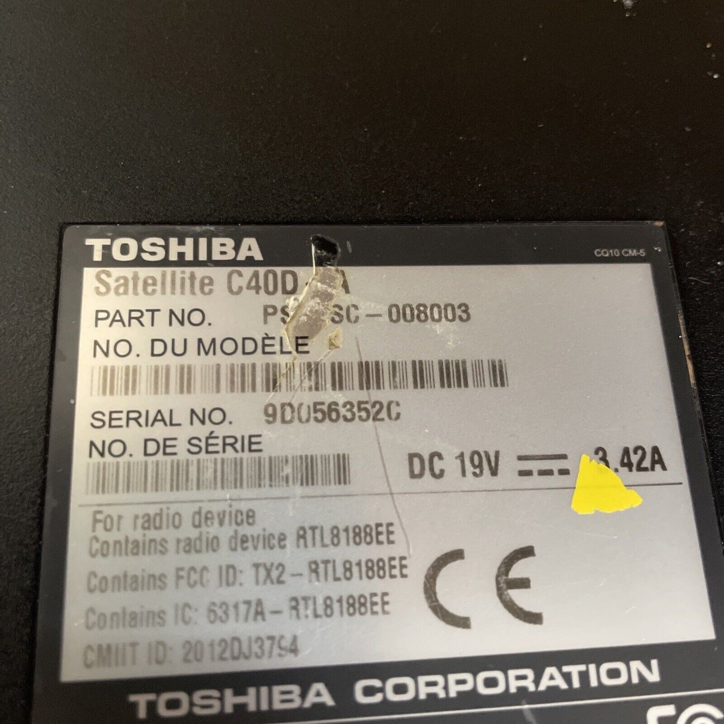 Toshiba Satellite C400 laptop hard drive caddy /memory door cover with 750GB HDD
