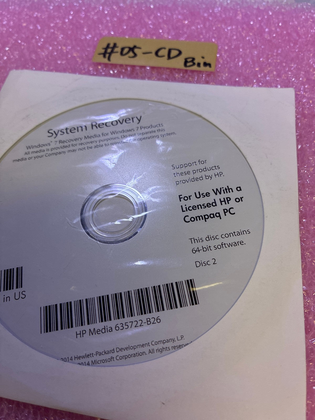 🔥 HP System Recovery Windows 7 64-bit Disc 2 635722-B26 for HP/Compaq PC
