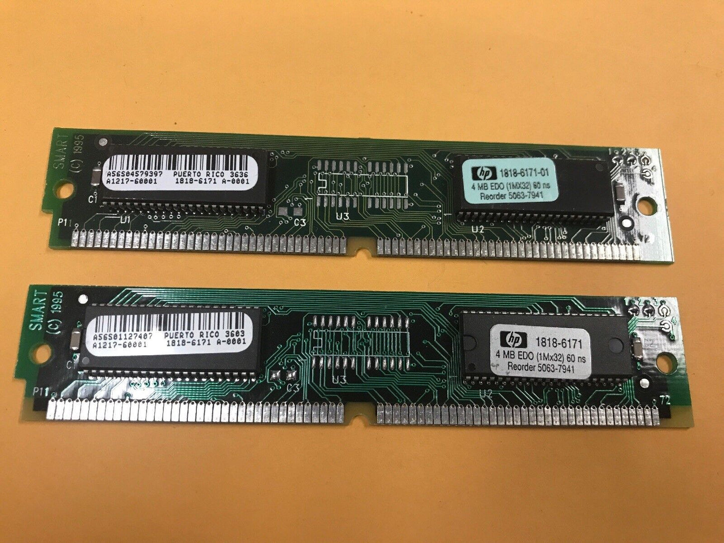 2 X HP 1818-6171 HP 4MB Simm Non Parity EDO Memory