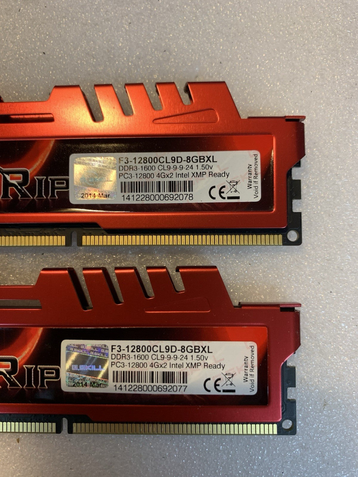 G.Skill Ripjaws 8GB Kit (2x4GB) PC3-12800 DDR3-1600 RAM DIMM F3-12800CL9D-8GBXL