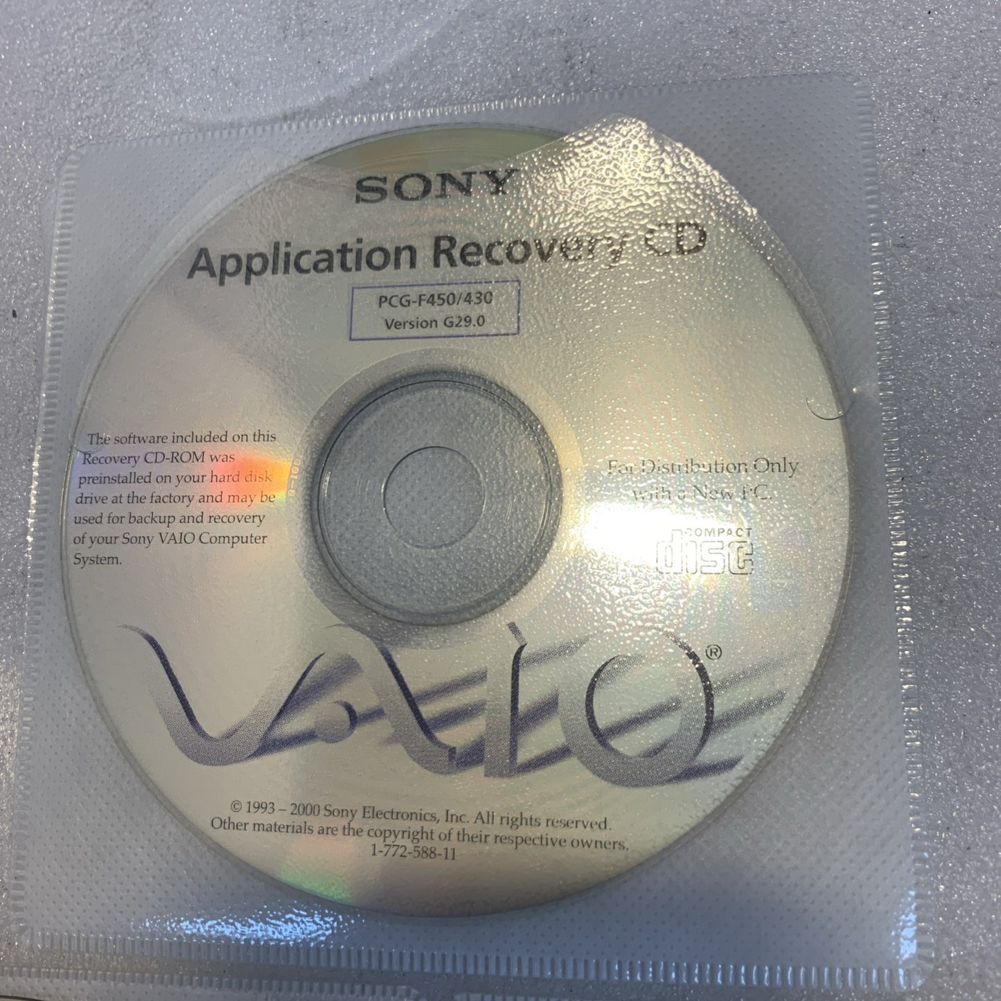 Sony VAIO PCG-F450 / PCG-F430 Windows 98 Second Edition Recovery CDs