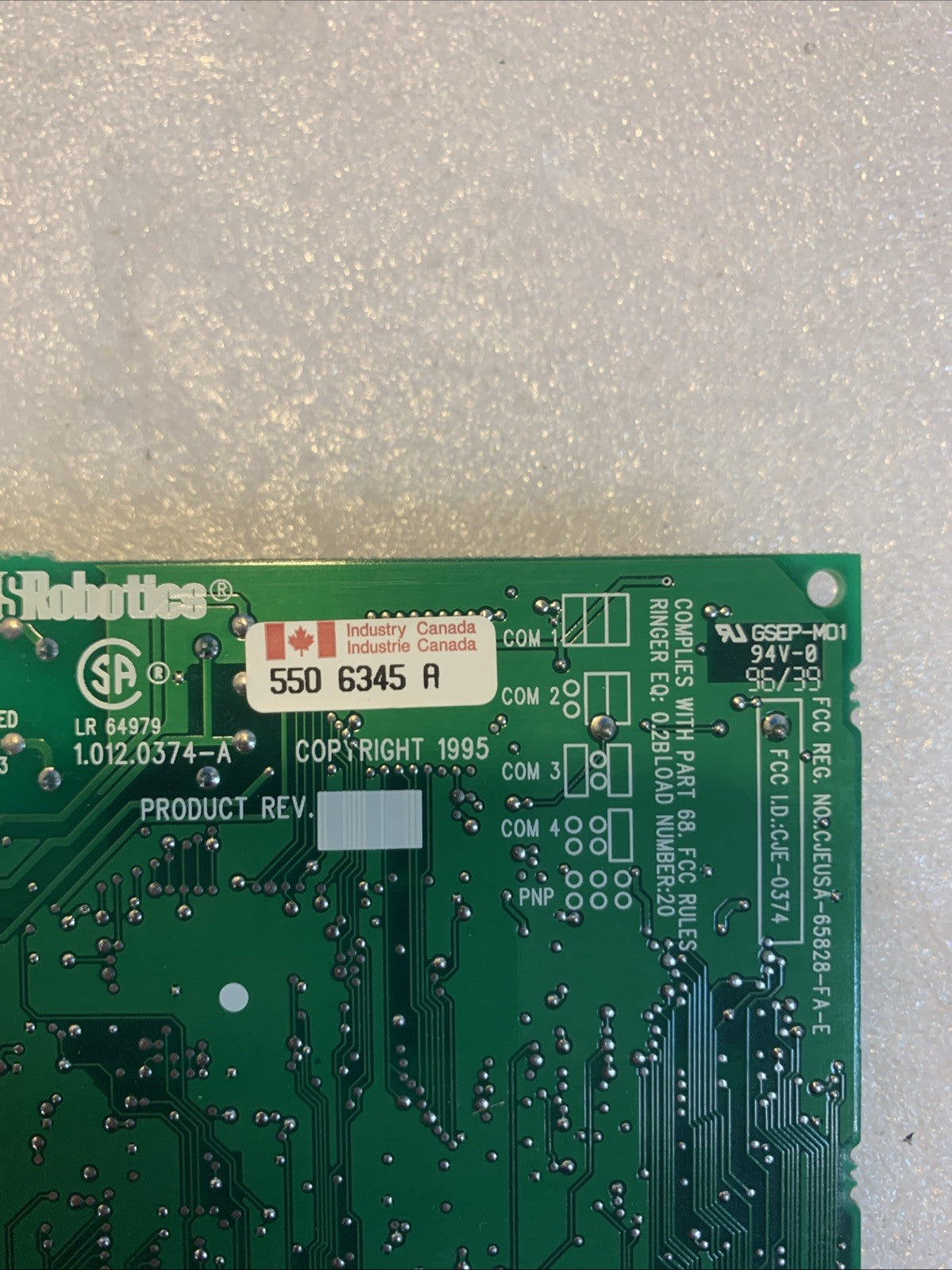 🔥 US Robotics ISA Voice Modem Card RJ11 IVR PBX TELCO Vintage 1995