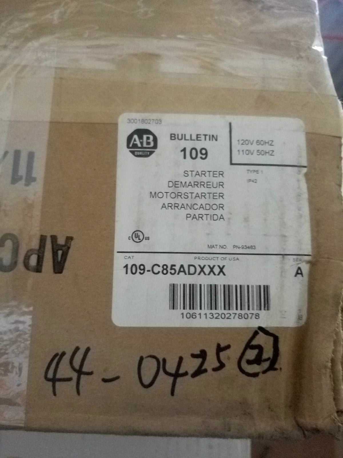 - 1x NEW IN BOX Allen Bradley MOTORSTARTER BULLETIN 109 109-C85ADXXX