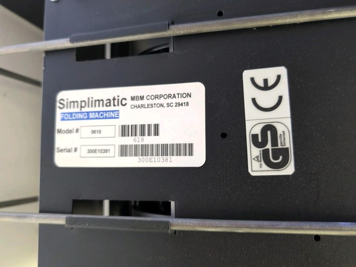 MBM 0618 Simplimatic Folding Machine MANUAL Folder ( NO AC ADAPTER ) -