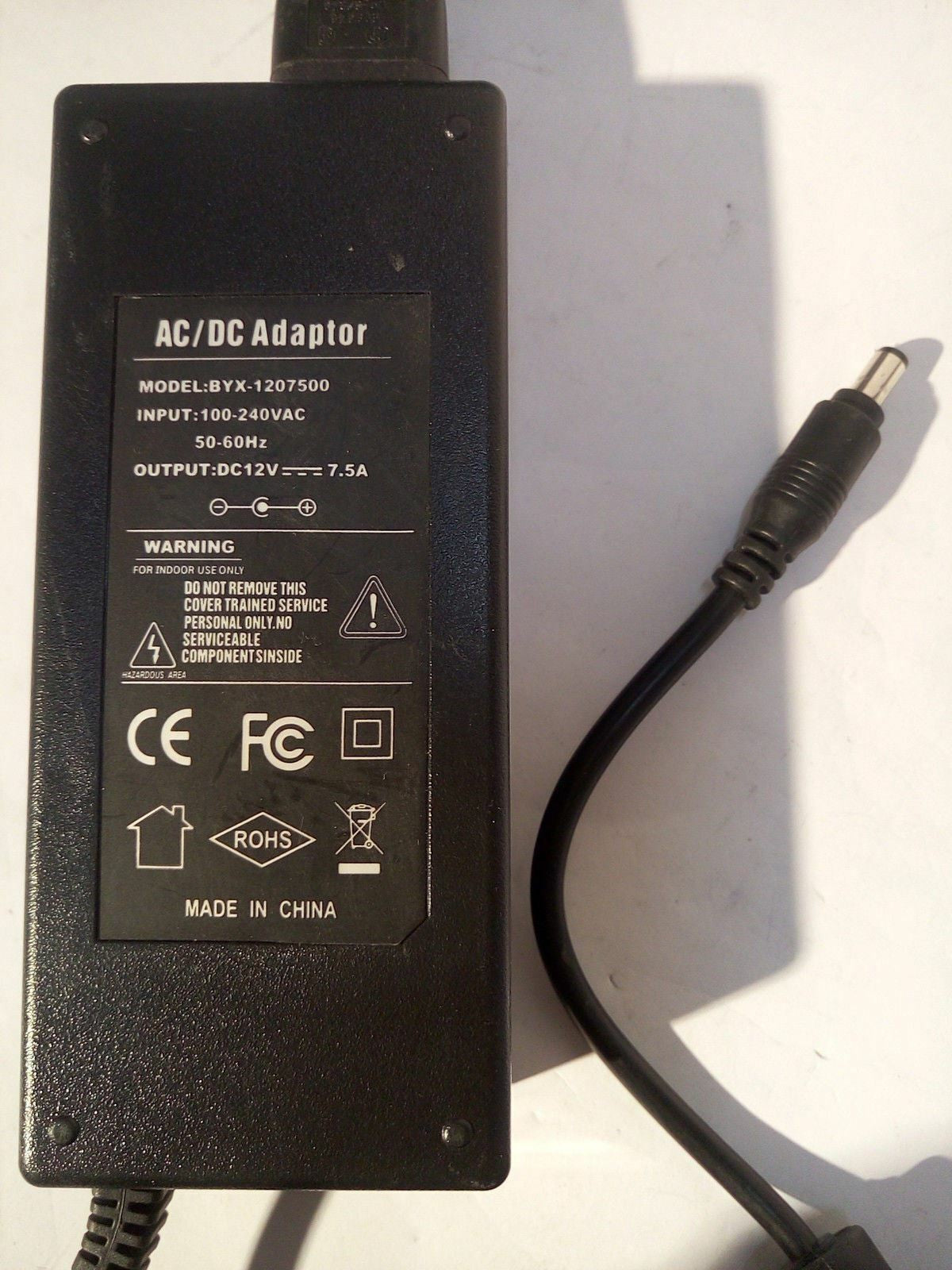 Lot of 5 AC/DC 12V 7.5A AC Power Adapters -