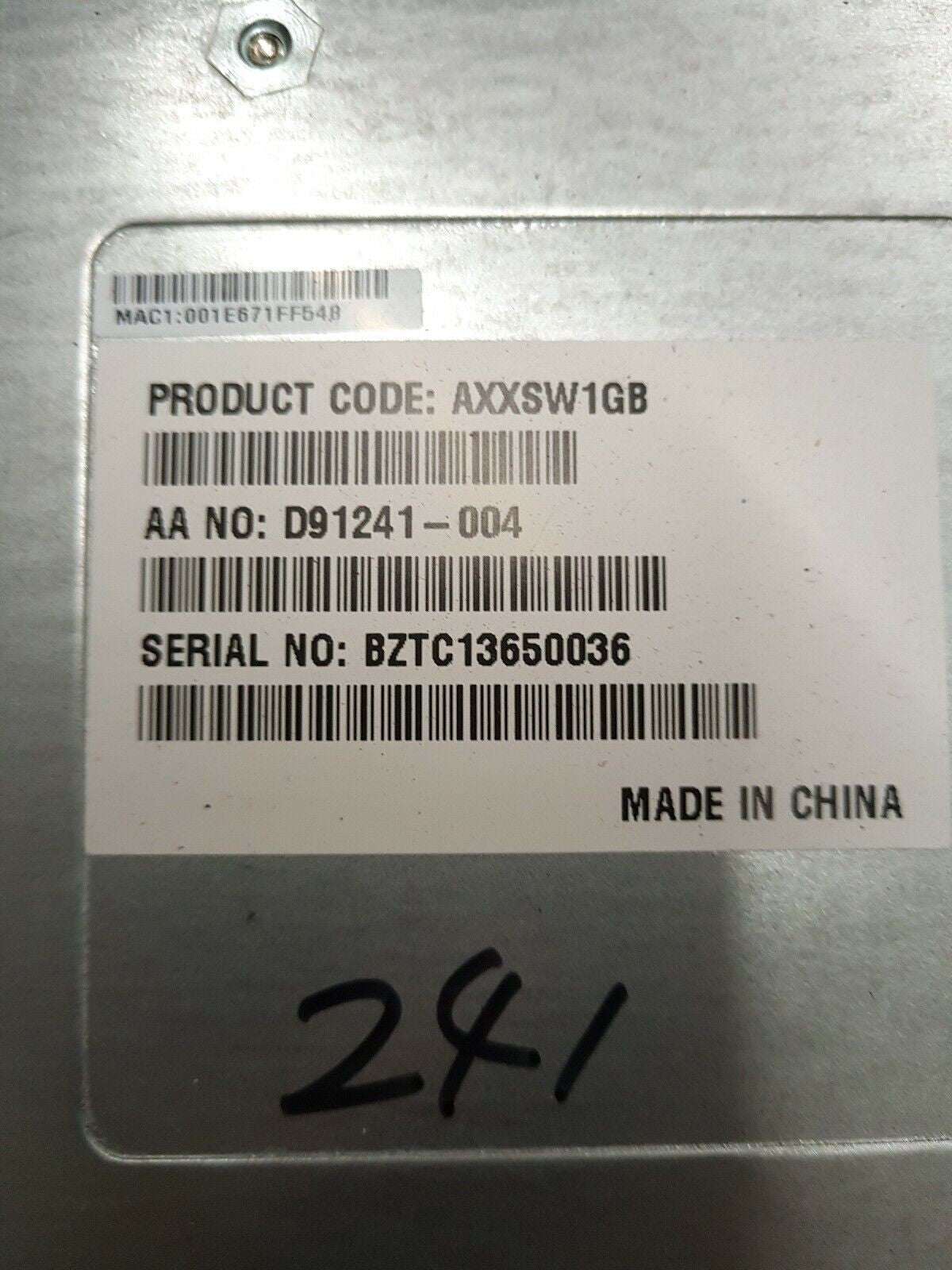 - 1x Intel Blade Server 10-Port GIGABIT Switch AXXSW1GB D91241-004