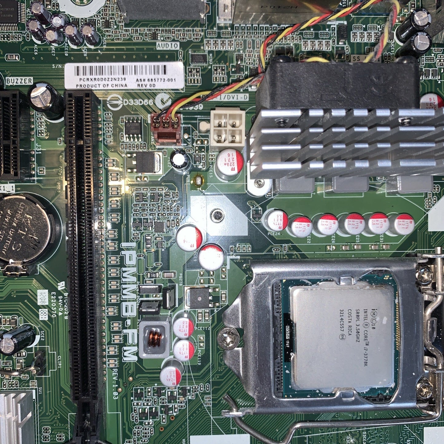 HP IPMMB-FM M-ATX 696400-002 LGA1155 Motherboard Intel H61 DDR3 w/ i7-3770K CPU