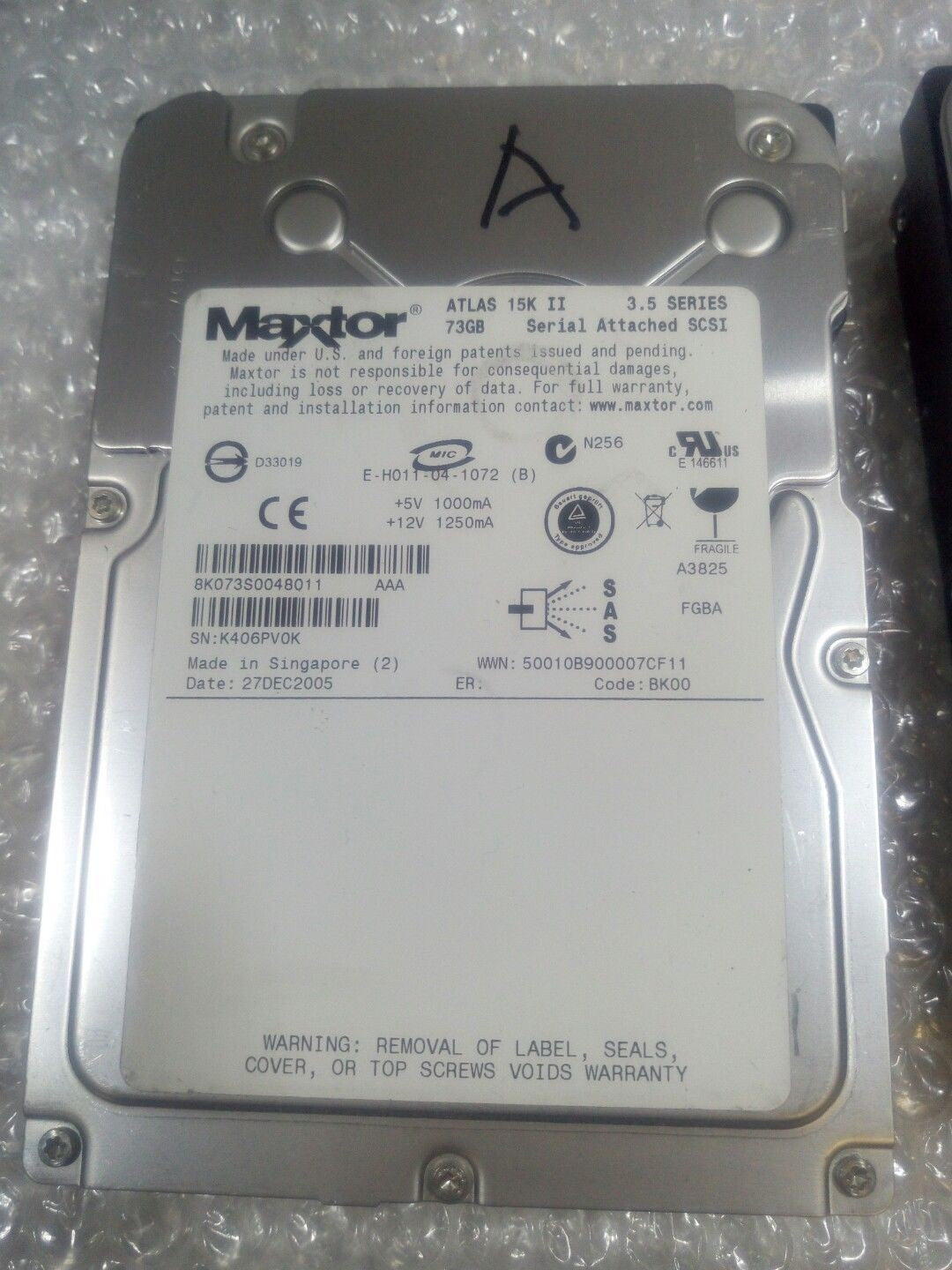 - LOT OF 3 Maxtor Atlas 8K073S0 15K II 73GB SAS Hard Drive @@@