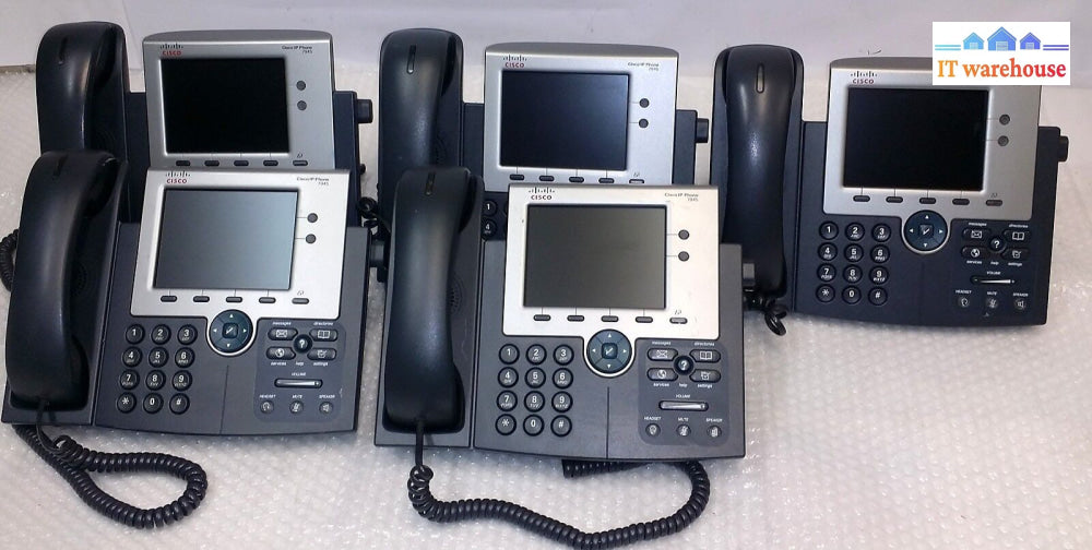 - 5X Cisco Cp-7945G Poe Color Display Unified Ip Telephone W/Poe Injector 3001