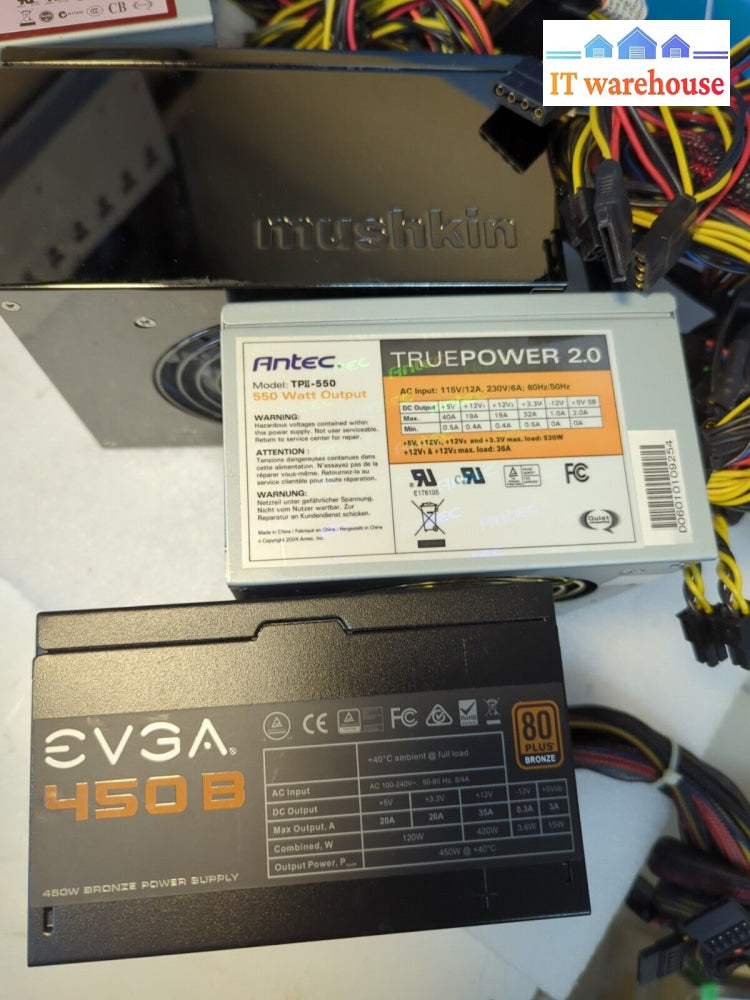 5X Mixed Brand Antec/Ocz/Cooler Master Atx 450-550W Power Supply Tested -