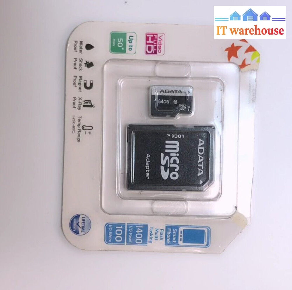 64Gb Adata Micro Sd Memory Card W/Sd Adapter