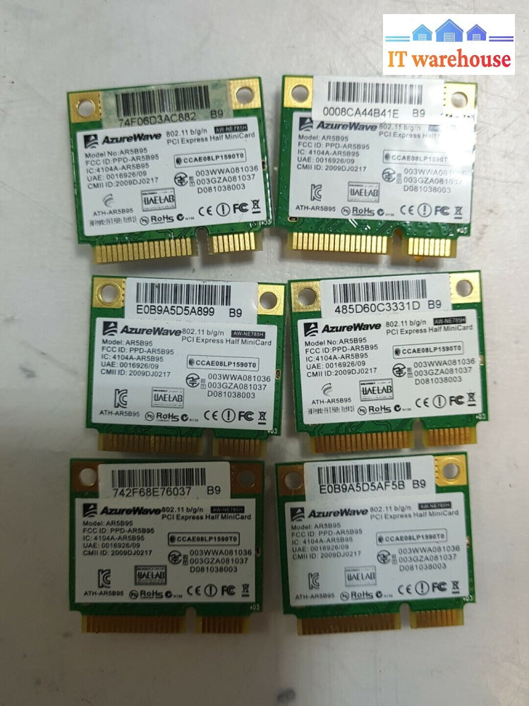 - 6X Azurewave Atheros Wl11D Ar5B95 Half-Mini Pci Wifi Card 802.11B/G/N @@@