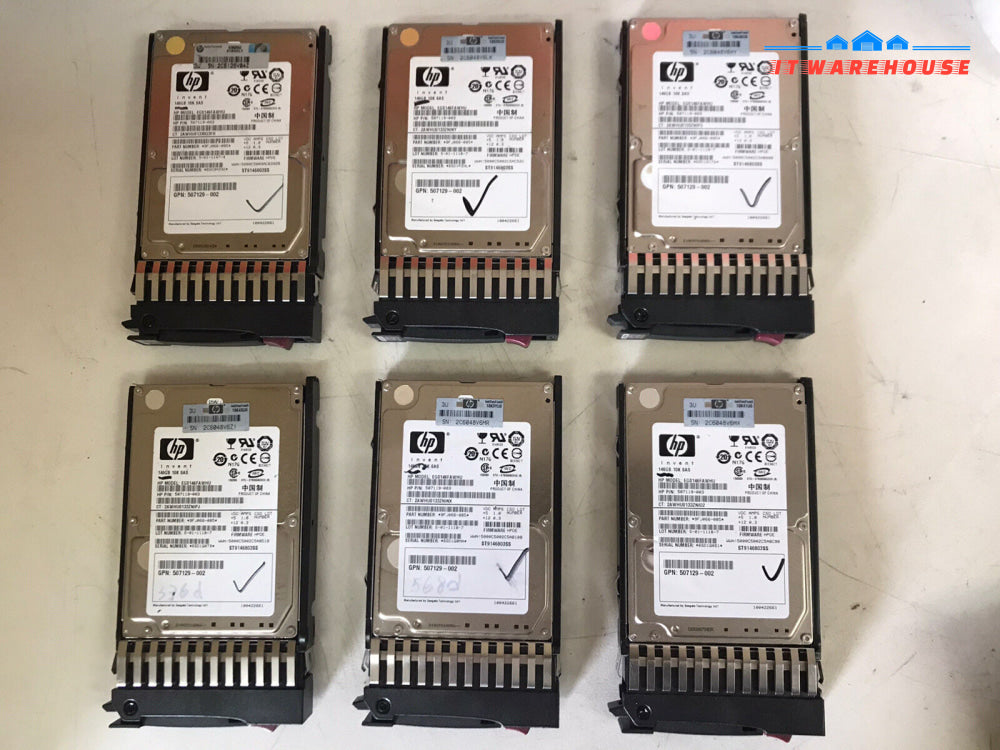 ~ 6X Hp Eg0146Fawhu 2.5” 146Gb 10K Sas Hdd With Tray Caddy 507283-001