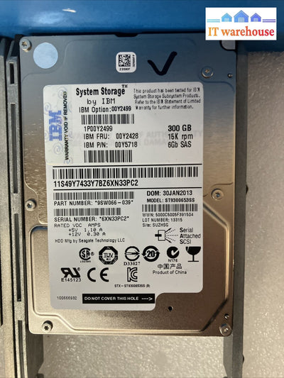 6X Ibm 00Y2499 300Gb 15K Sas 2.5’ Hdd St9300653Ss 00Y2428 Pn 00Y5718 W/ Caddy ~