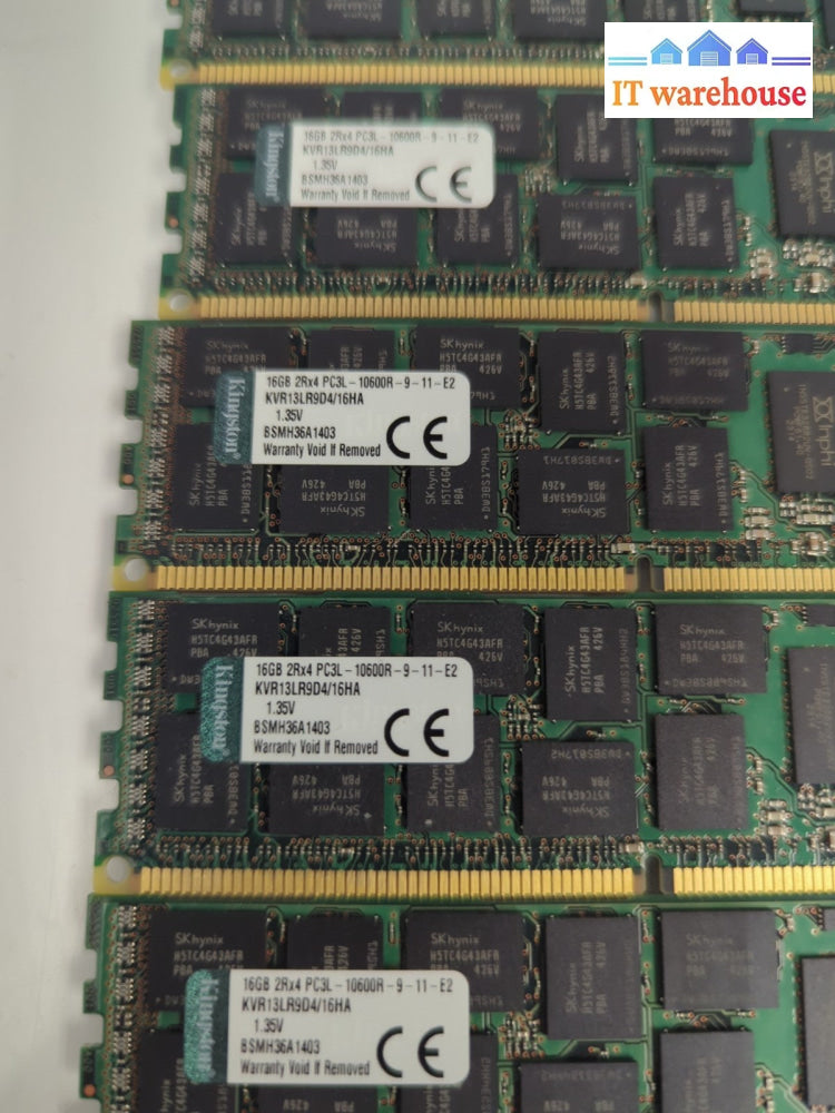 6x Kingston 16GB PC3L-10600R RDIMM DDR3L 1333 ECC Registered Server Memory -