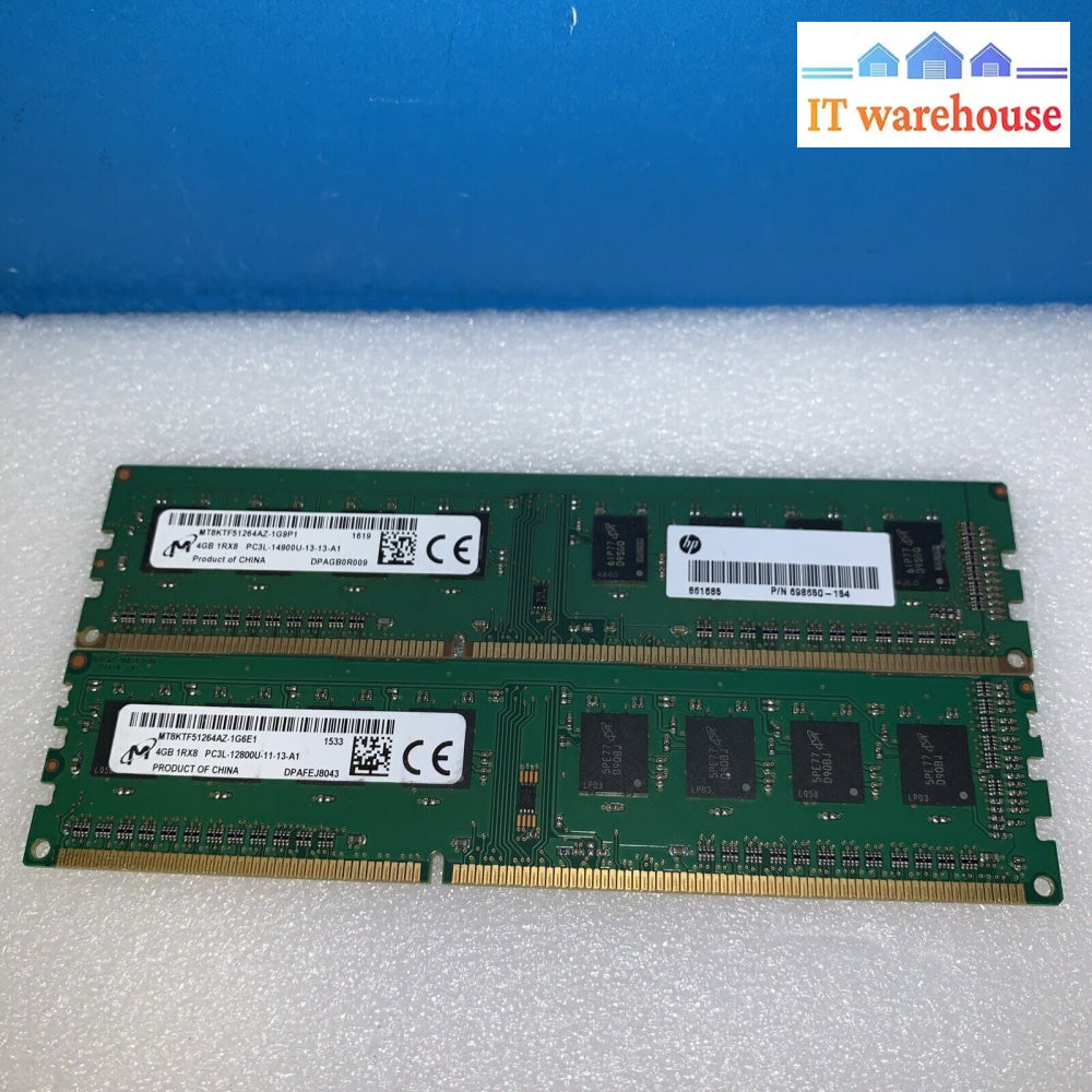 8Gb (2X4Gb) Micron Mt8Ktf51264Az-1G9P1 Pc3-14900 1866Mhz Ram