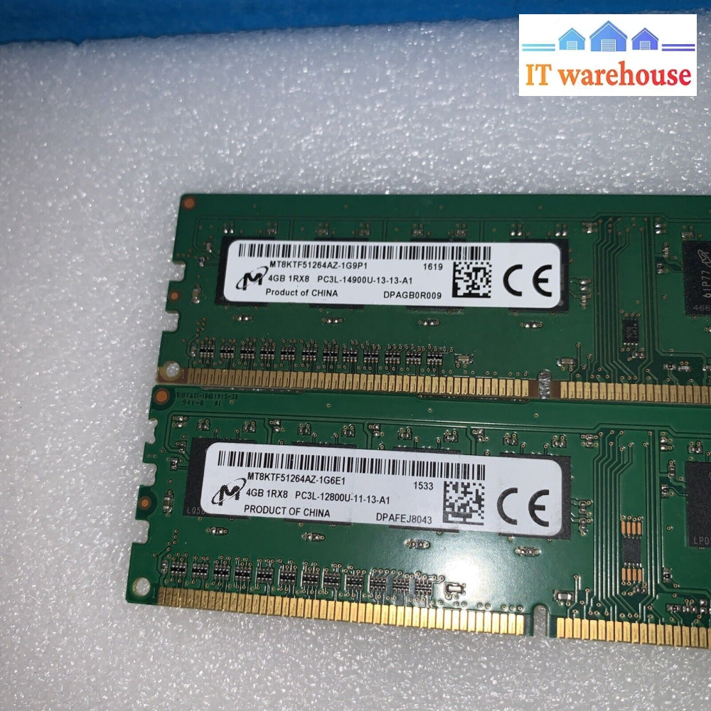 8Gb (2X4Gb) Micron Mt8Ktf51264Az-1G9P1 Pc3-14900 1866Mhz Ram