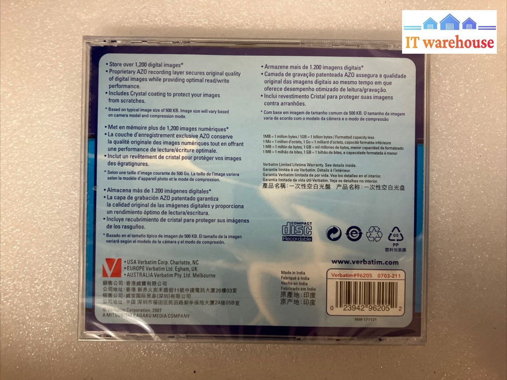 ~ 9X (New And Sealed) Verbatim Super Azo Photo Cd-R 700Mb 52X Compact Disc